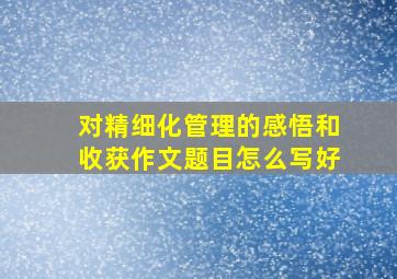 对精细化管理的感悟和收获作文题目怎么写好