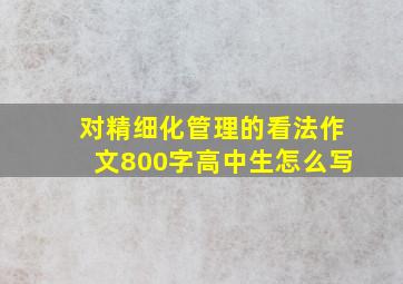 对精细化管理的看法作文800字高中生怎么写