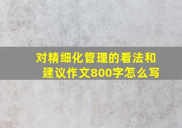 对精细化管理的看法和建议作文800字怎么写