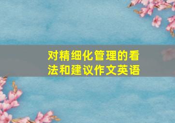 对精细化管理的看法和建议作文英语