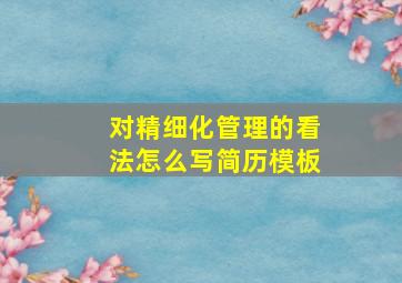 对精细化管理的看法怎么写简历模板