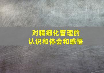 对精细化管理的认识和体会和感悟