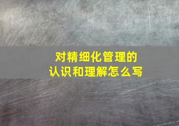 对精细化管理的认识和理解怎么写