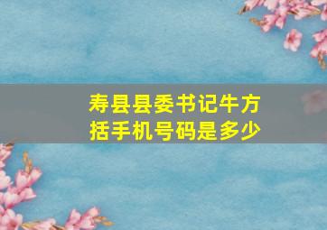 寿县县委书记牛方括手机号码是多少