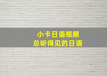 小卡日语视频总听得见的日语