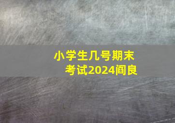 小学生几号期末考试2024阎良