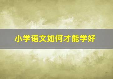 小学语文如何才能学好