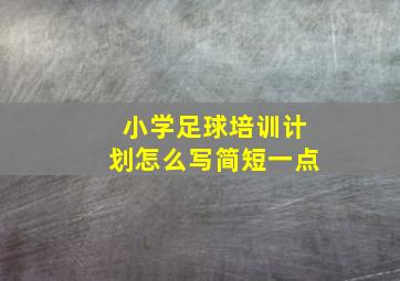 小学足球培训计划怎么写简短一点