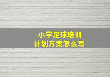 小学足球培训计划方案怎么写