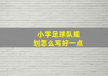 小学足球队规划怎么写好一点