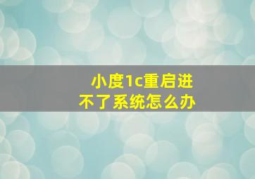 小度1c重启进不了系统怎么办