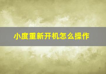 小度重新开机怎么操作