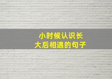 小时候认识长大后相遇的句子