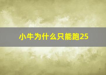 小牛为什么只能跑25