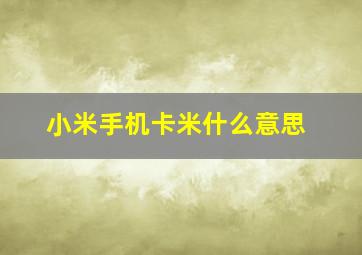 小米手机卡米什么意思