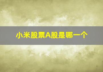 小米股票A股是哪一个