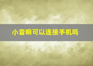 小音响可以连接手机吗