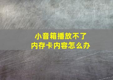 小音箱播放不了内存卡内容怎么办