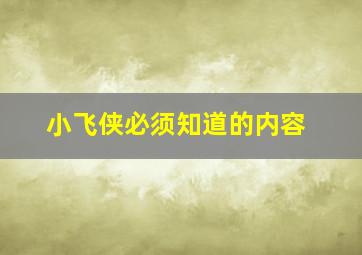 小飞侠必须知道的内容