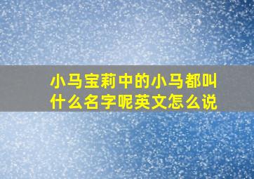 小马宝莉中的小马都叫什么名字呢英文怎么说