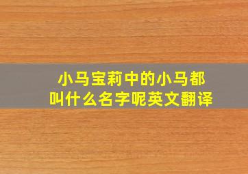 小马宝莉中的小马都叫什么名字呢英文翻译