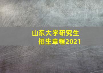 山东大学研究生招生章程2021