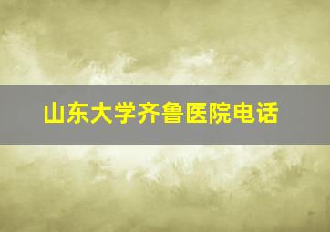 山东大学齐鲁医院电话