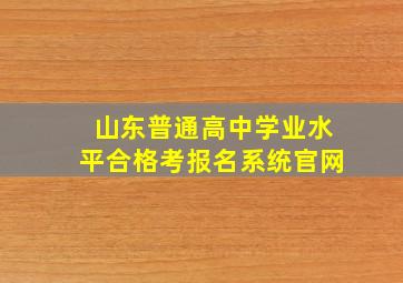 山东普通高中学业水平合格考报名系统官网