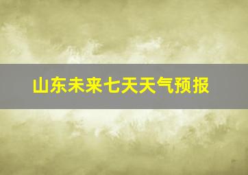 山东未来七天天气预报