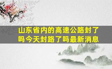 山东省内的高速公路封了吗今天封路了吗最新消息