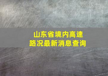 山东省境内高速路况最新消息查询