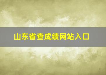 山东省查成绩网站入口