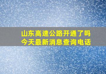 山东高速公路开通了吗今天最新消息查询电话