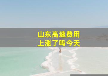 山东高速费用上涨了吗今天