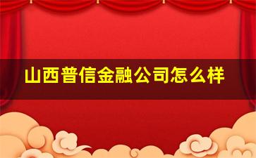 山西普信金融公司怎么样