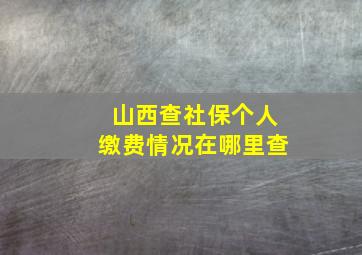 山西查社保个人缴费情况在哪里查