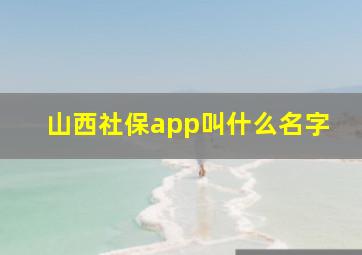 山西社保app叫什么名字