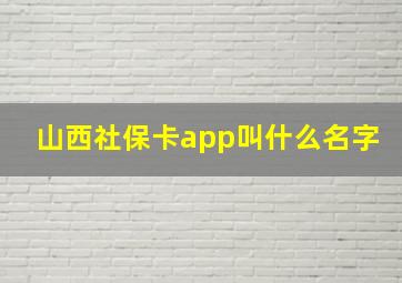 山西社保卡app叫什么名字