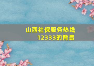 山西社保服务热线12333的背景