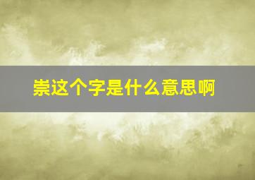 崇这个字是什么意思啊