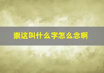 崇这叫什么字怎么念啊