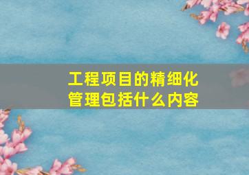 工程项目的精细化管理包括什么内容