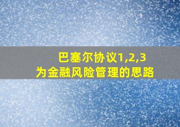 巴塞尔协议1,2,3为金融风险管理的思路