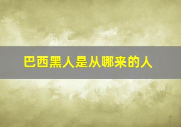 巴西黑人是从哪来的人