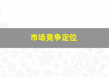 市场竞争定位