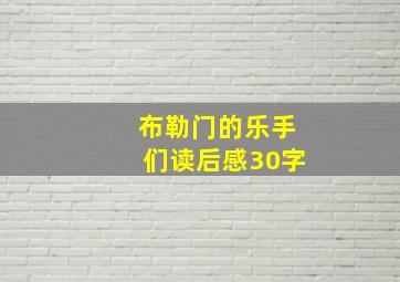 布勒门的乐手们读后感30字