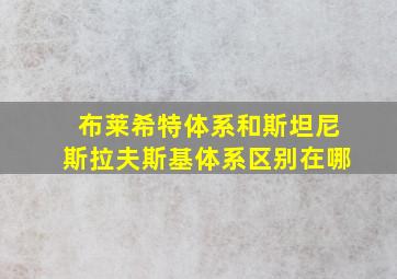 布莱希特体系和斯坦尼斯拉夫斯基体系区别在哪