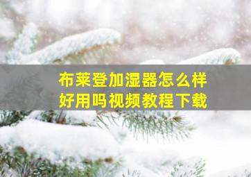 布莱登加湿器怎么样好用吗视频教程下载