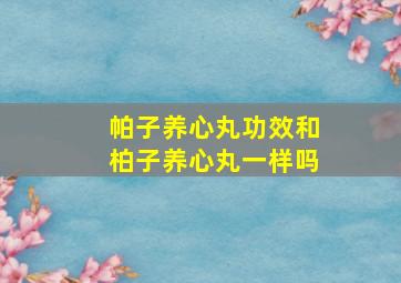 帕子养心丸功效和柏子养心丸一样吗