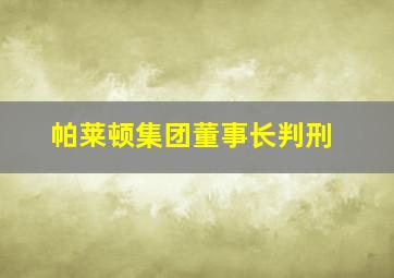 帕莱顿集团董事长判刑